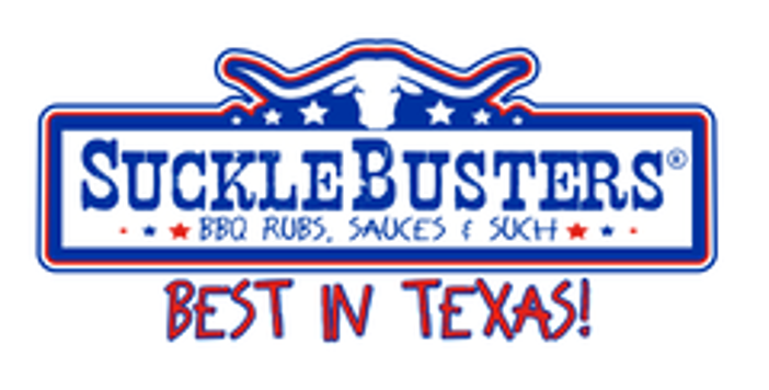 SuckleBusters logo with text 'Best in Texas' on a white background