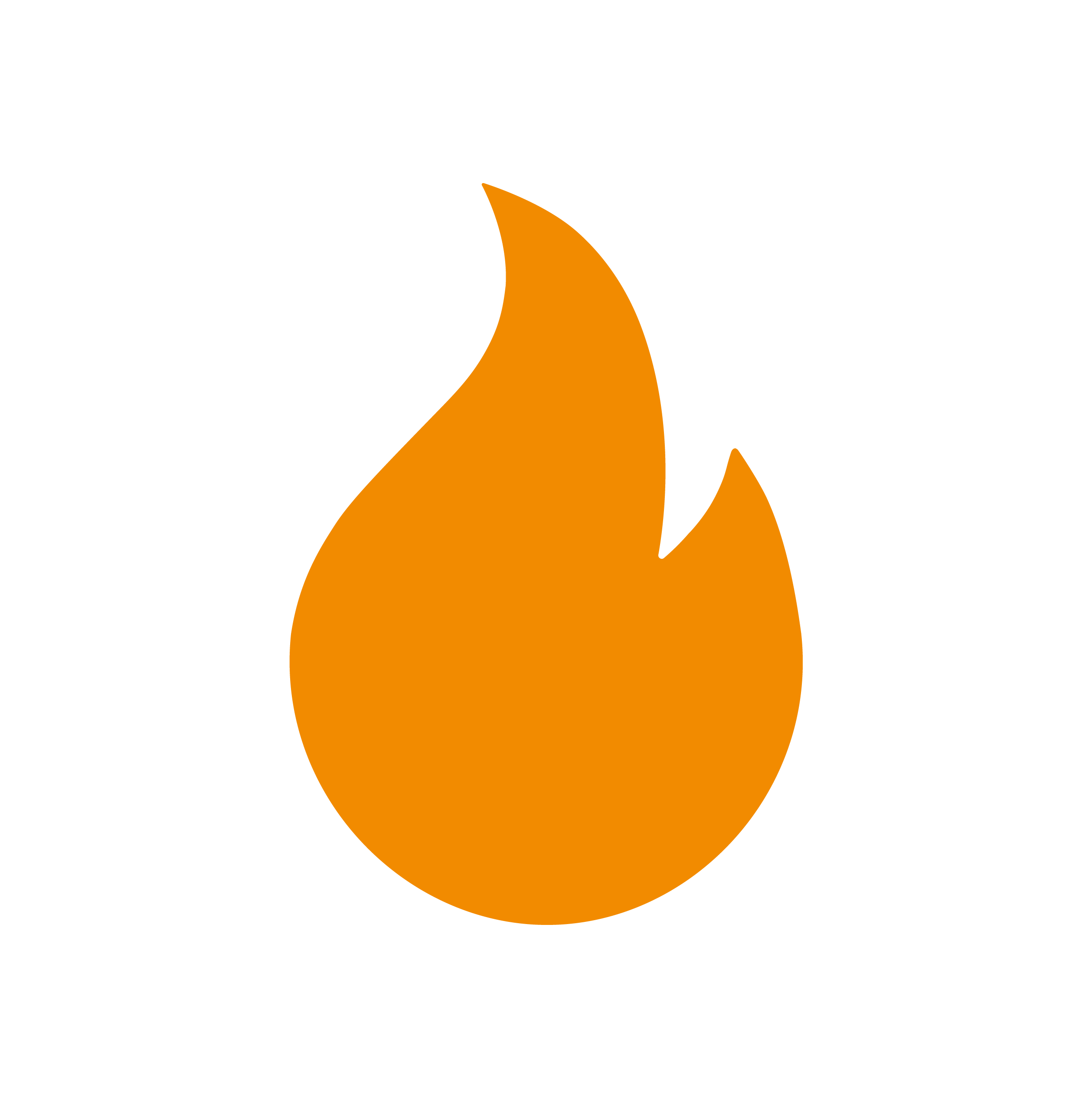 Orange flame icon on a white background