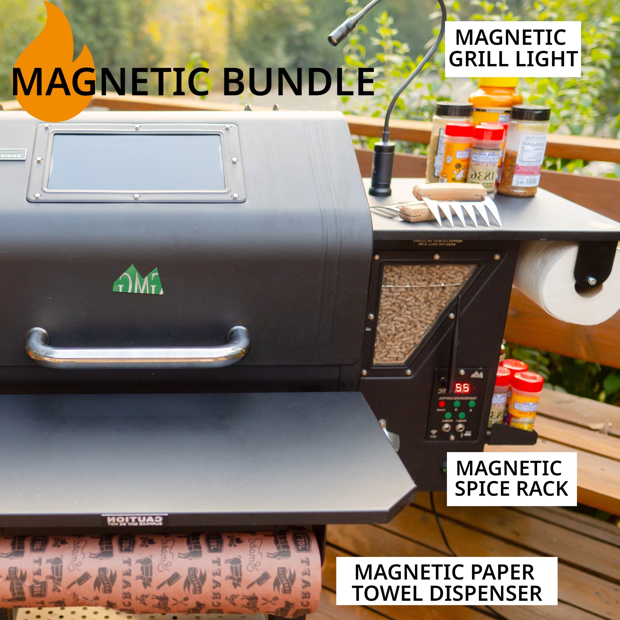 Drip EZ Magnetic Pellet Grill Butcher Paper & Paper Towel Holder/Dispenser  - Fits Most Pellet Grills