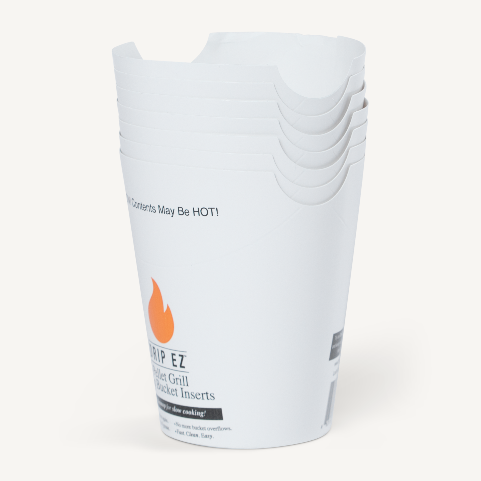 Drip EZ grill drip bucket insert container with flame logo stacked