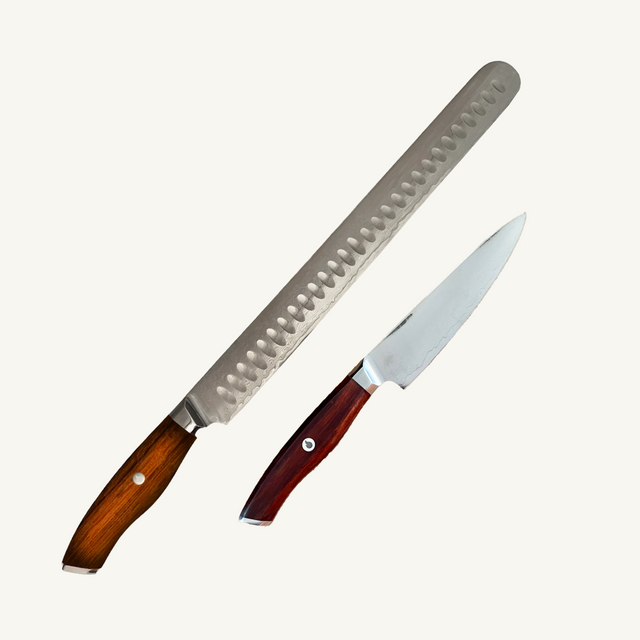 Premium Damascus Steel Knives with Rosewood Handles